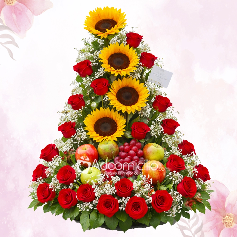 Arreglo Floral De Rosas y Frutas Para Mamá A Domicilio En Pereira Pedido Con Un Día De Anticipación