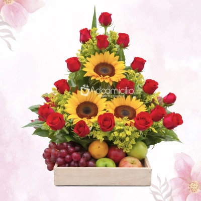 Regalo Frutal Con Flores Para El Día De La Madre A Domicilio En Pereira Pedido Con Un Día De Anticipación