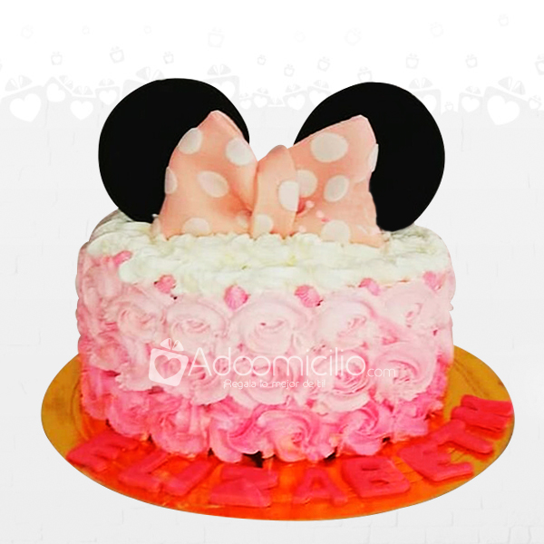 Torta Minnie Mouse Personalizada De Una Libra Decorada Con Crema Y Fondant A Domicilio En Cartagena Pedido Con Un Dia De Anticipación