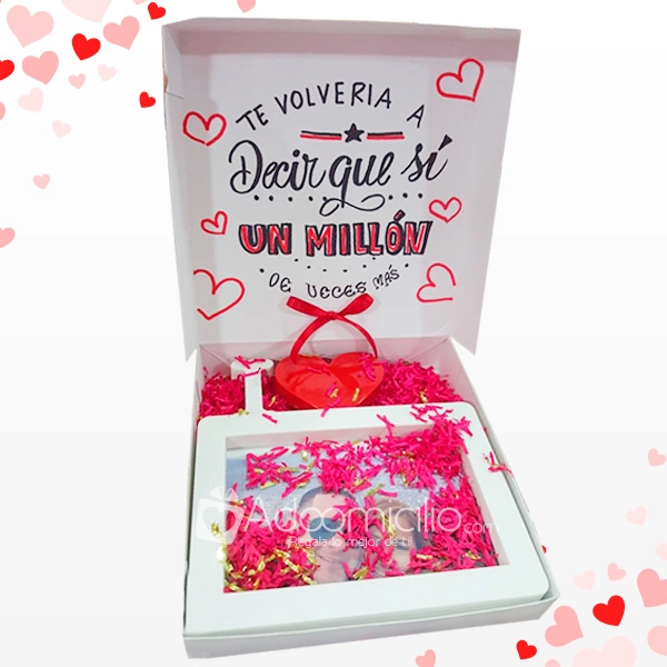Caja Sorpresa Con Mensaje Personalizado, Porta Retrato Y Globos Regalos De Amor Y Amistad A Domicilio En Barranquilla 