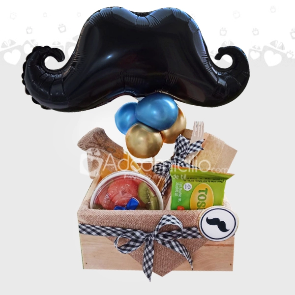 Desayuno sorpresa Bigotes Regalo día del Hombre en Medellín pedido con 2 días de anticipación 
