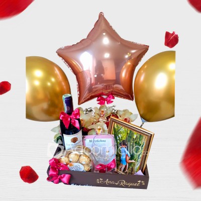 Ancheta San Valentín a Domicilio en Bogotá, Orquídea y Vino