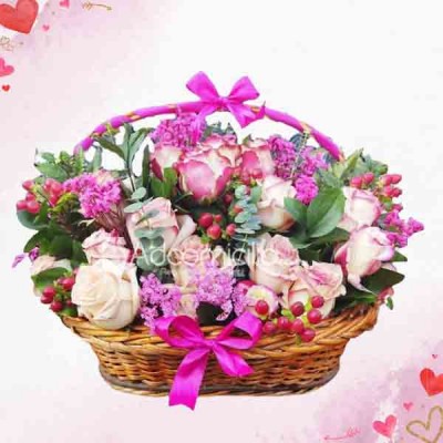 Hermosa Canasta De Rosas Arreglos Florales Para Amor Y Amistad A Domicilio En Bogotá