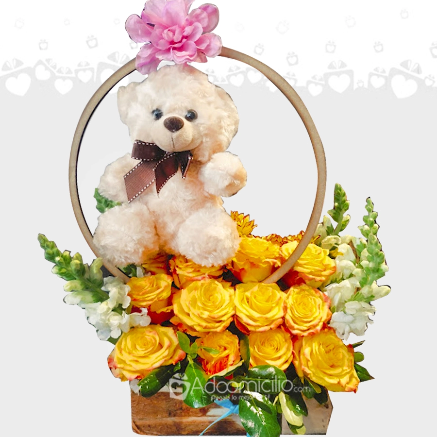 Regalo Con Peluche Y Rosas A Domicilio En Bogotá Pedido Con Un Día De Anticipación 