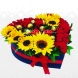 Corazón con Girasoles, Chocolates y Rosas A Domicilio en Manizales