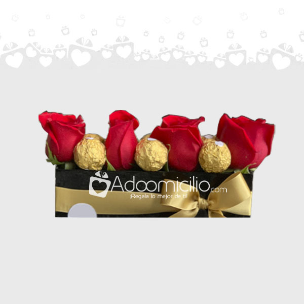 Elegante Caja De Rosas Con Chocolates A Domicilio En Armenia