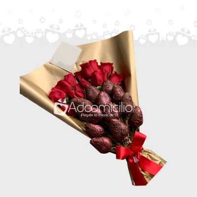 Dia de la madre Arreglo floral  fresas con chocolate 
