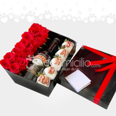 Regalo De Aniversario Con Baileys, Rosas Y Fresas Con Chocolate A Domicilio En Armenia 