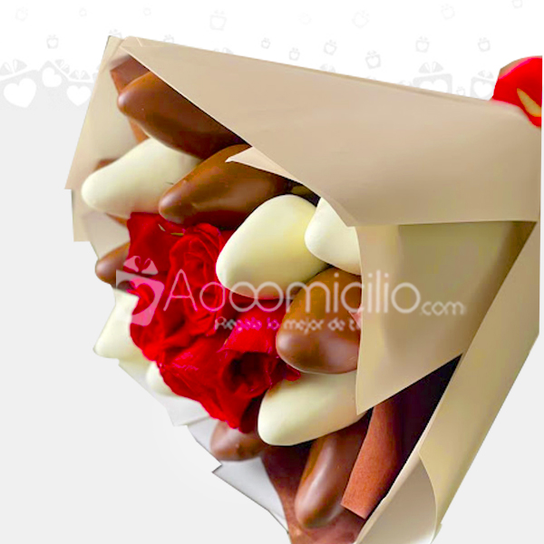 Bouquet De Fresas Con Chocolate Y Rosas Para Mujer A Domicilio En Armenia Pedido Con Un Día De Anticipación