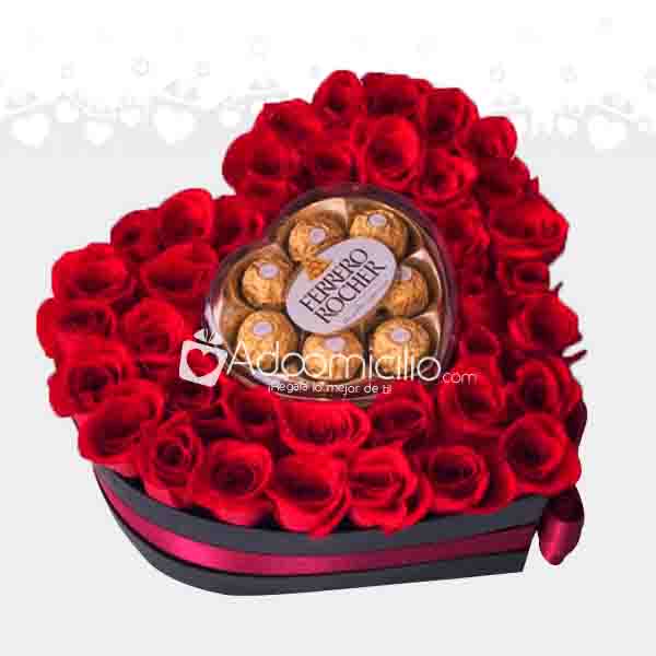 Lovely Caja de Rosas con Ferrero Rocher Arreglos Florales a Domicilio en Villavicencio Pedido con un dia de Anticipado