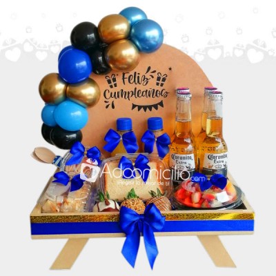 Sorpresa Coronitas Azul en Mesa de Madera Regalos Para Hombres a Domicilio en Villavicencio Pedido