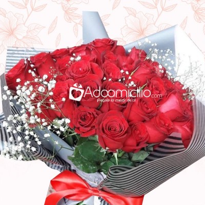 Ramo de Rosas Grande Love in red para mujer mexicana pedido con un día anticipado