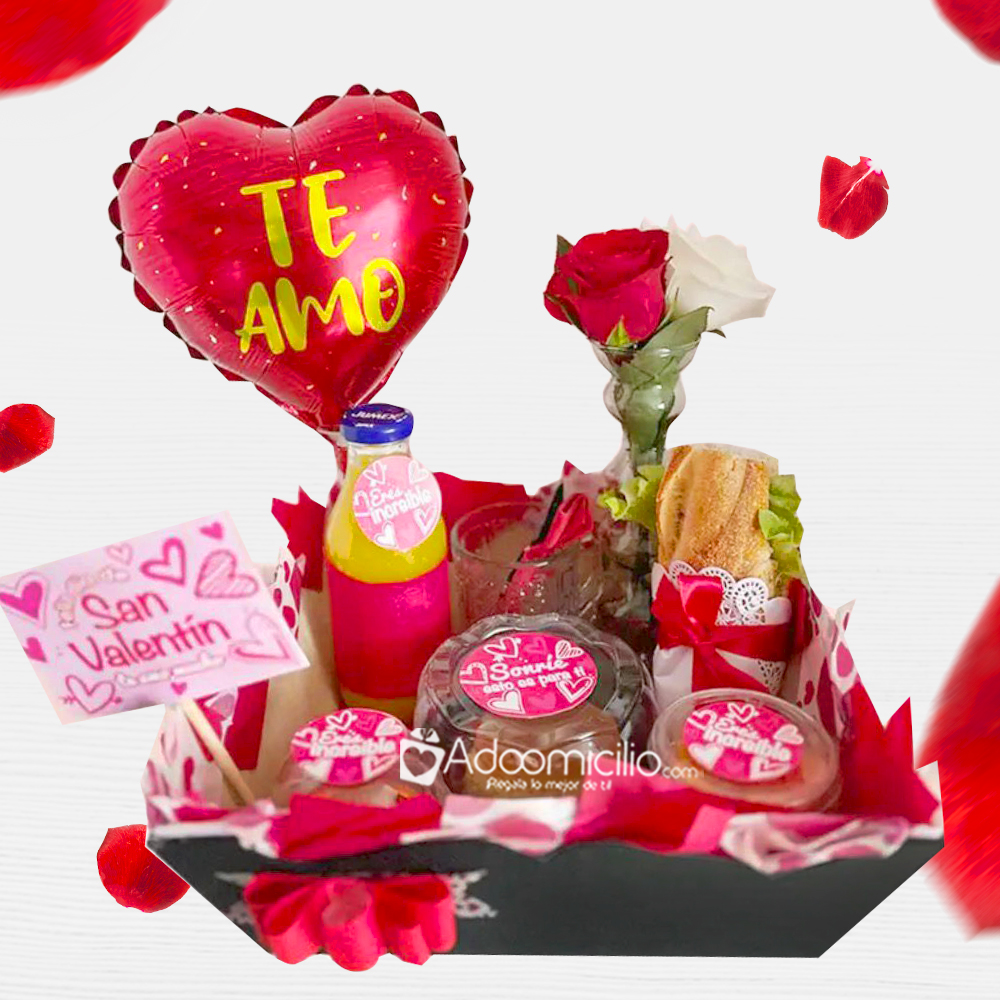 Desayuno Sorpresa Con Rosa Para San Valentín A Domicilio En CDMX Pedido Con Un Día De Anticipación 