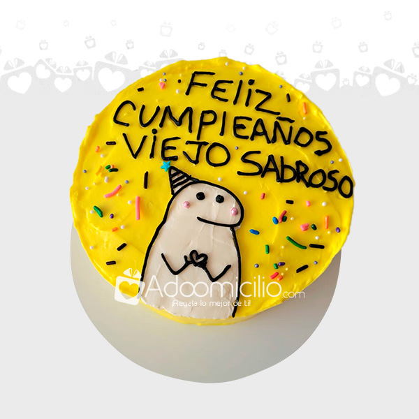 Pastel flork meme mexico temático amarillo 10 a 12 porciones pedido con un  día anticipado