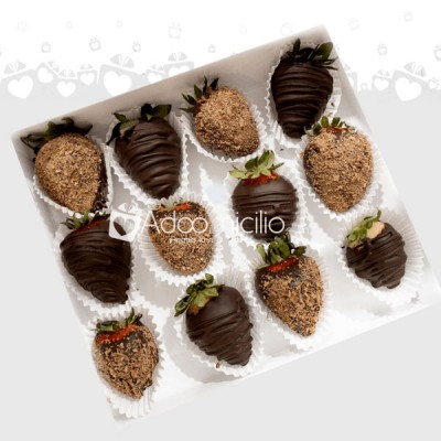 Caja de Fresas con chocolate  X12  Domicilio en México
