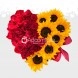 Corazón en rosas rojas y girasoles Regalo dia de la madre