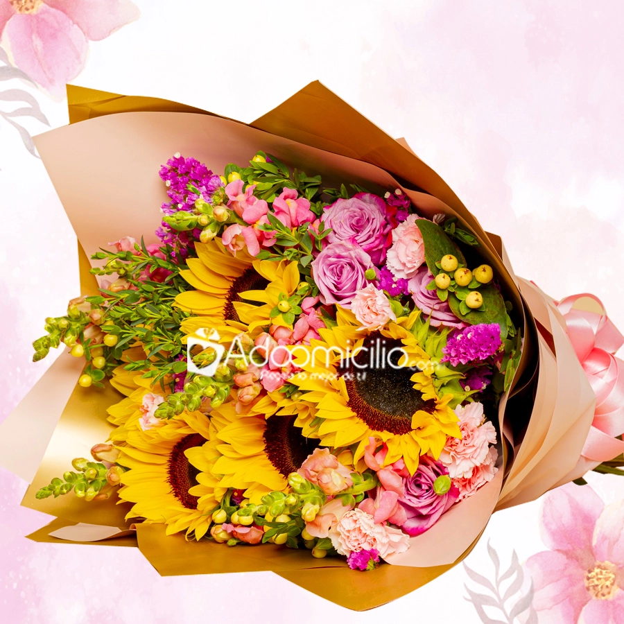 Bouquet Con Girasoles Para El Día De La Madre A Domicilio En Medellín 