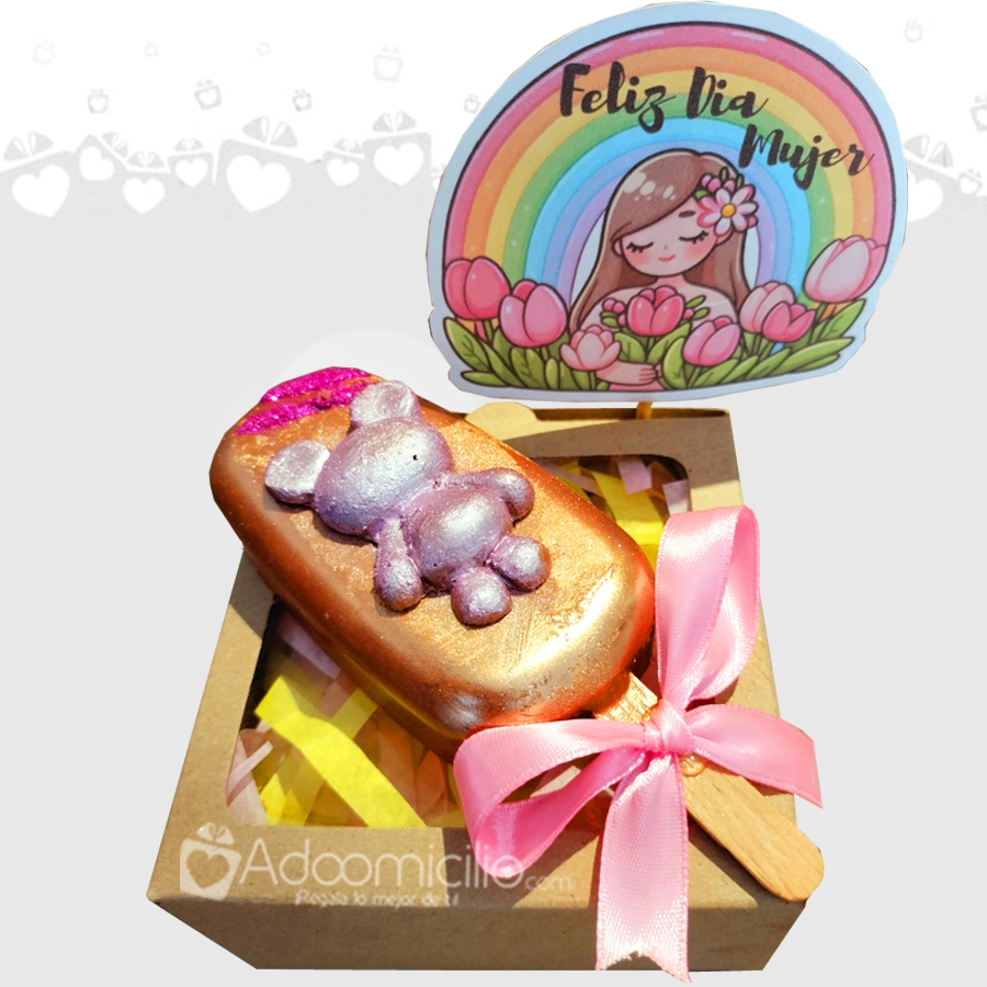 Cajita con paleta de chocolate para el dia de la mujer a domicilio Bogotá pedido con 1 día de anticipacion 