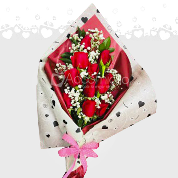 Bouquet  X 12 rosas rojas  Regalo de san Valentín para Mujer 