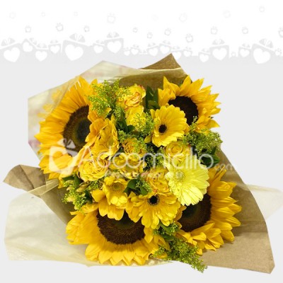 Bouquet De Girasoles Y Rosas Amarillas Para Mamá A Domicilio En Cali 