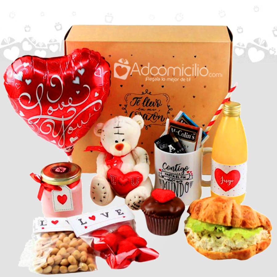 Desayuno Sorpresa Caja San Valentín a Domicilio Bogotá Pedido Con Un Dia De Anticipación