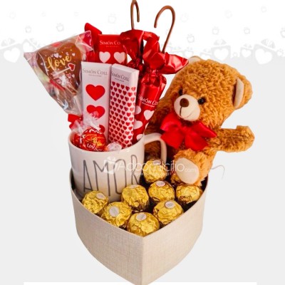 Ancheta Para Amor y Amistad Con Peluche Y Chocolates A Domicilio En Bogotá Pedido Con Un Día De Anticipación