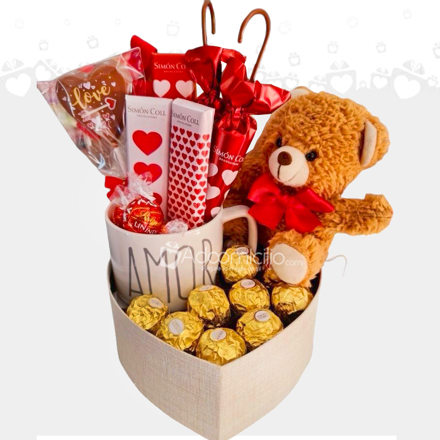 Ancheta Para Amor y Amistad Con Peluche Y Chocolates A Domicilio En Bogotá Pedido Con Un Día De Anticipación