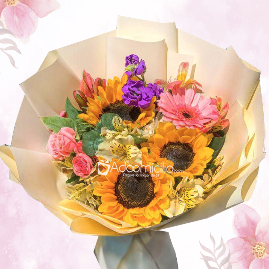 Bouquet Con Girasoles Para El Día De La Madre A Domicilio En Bogotá Pedido Con Un Día De Anticipación 