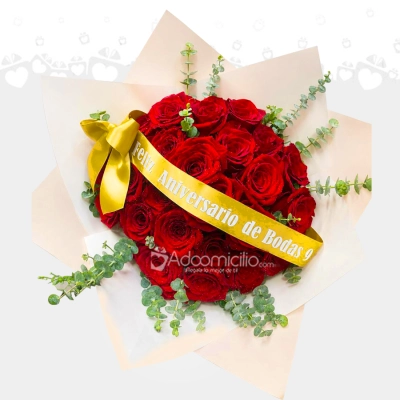 Bouquet De Rosas Para Aniversario A Domicilio En Bogotá Pedido Con Un Día De Anticipación 