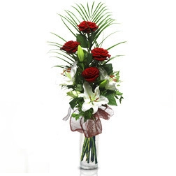 Lirios Y Rosas En Florero A Domicilio En Cali 